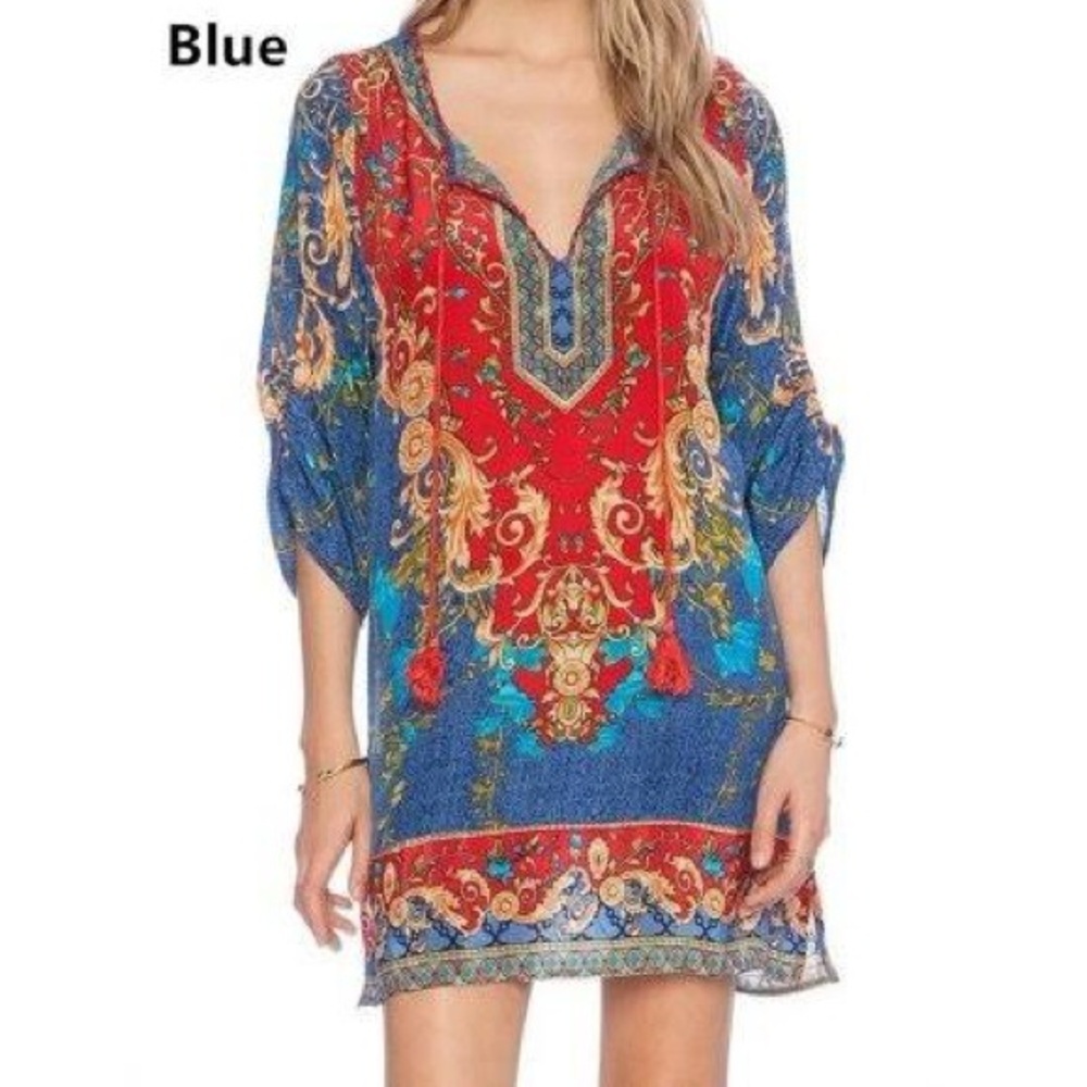Tunic Sheath‎ Dress Pom Pom Tassels Beach Cover, Size L